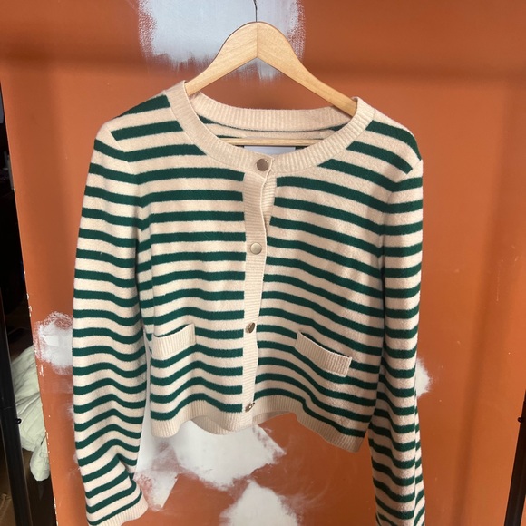 Anthropologie NVLT Green and White Striped Women's Cardigan - Picture 3 of 4